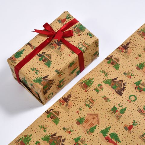 Christmas Cute Christmas Tree Snowman Elk Kraft Paper Family Gathering Party Gift Wrapping Supplies