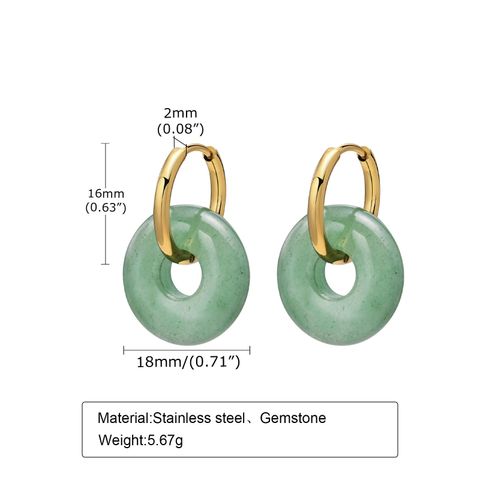 Fashion Round Stainless Steel Drop Earrings Gemstone Stainless Steel Earrings