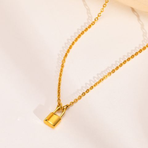 Simple Style Lock Stainless Steel Necklace Plating Stainless Steel Necklaces