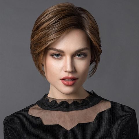 Women's Elegant Brown Holiday High Temperature Wire Side Fringe Short Straight Hair Wigs