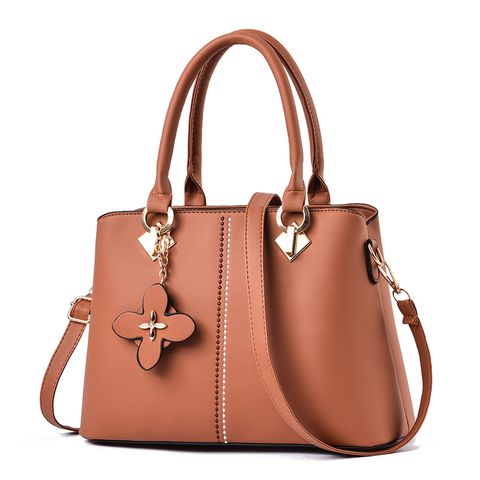 Women's Large Pu Leather Solid Color Fashion Ornament Square Zipper Crossbody Bag