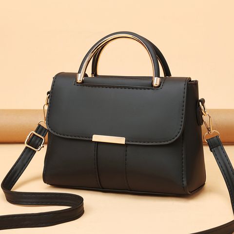 Women's Medium Pu Leather Solid Color Fashion Square Flip Cover Crossbody Bag