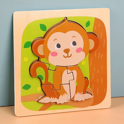 Children's Wooden 3d Cartoon Animal Three-dimensional Buckle Puzzle Toys