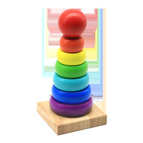 Wooden Seven-layer Rainbow Tower Jenga Building Blocks Educational Toys
