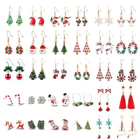 Fashion Santa Claus Christmas Socks Bell Epoxy Alloy Earrings