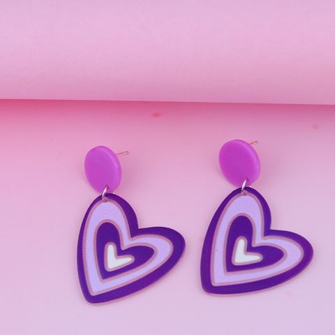 Cartoon Style Heart Shape Arylic Drop Earrings