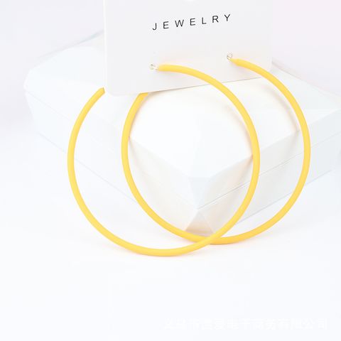 Exaggerated Round Alloy Spray Paint Hoop Earrings