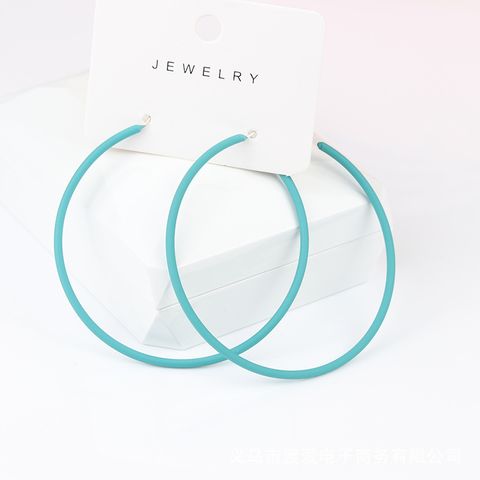 Exaggerated Round Alloy Spray Paint Hoop Earrings