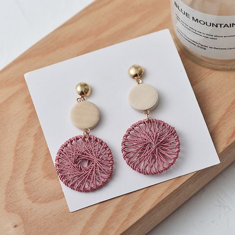 Fashion Geometric Wood Hollow Out Drop Earrings 1 Pair