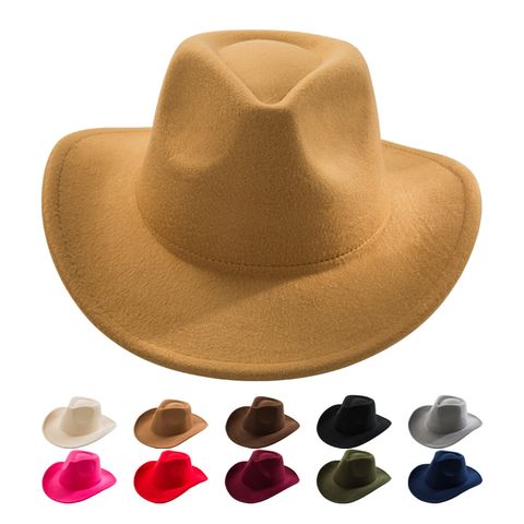 Unisexe Vintage Style Solide Couleur Big Eaves Chapeau Cloche