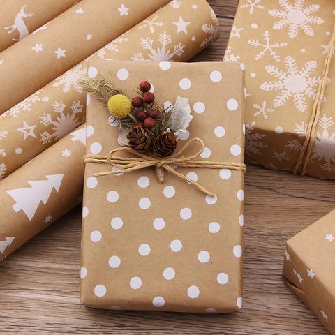 Christmas Cute Snowflake Elk Kraft Paper Party Gift Wrapping Supplies
