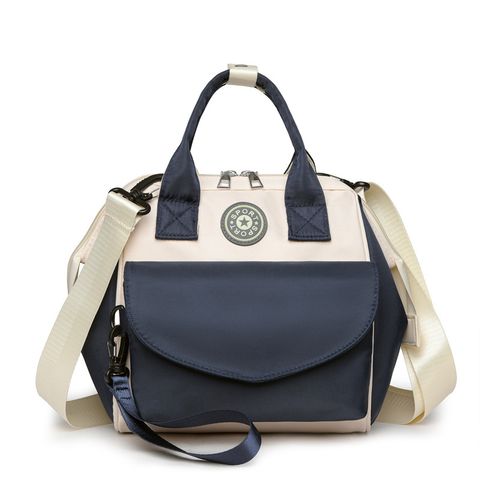 Women's Medium Nylon Color Block Basic Square Zipper Functional Backpack Diaper Bags