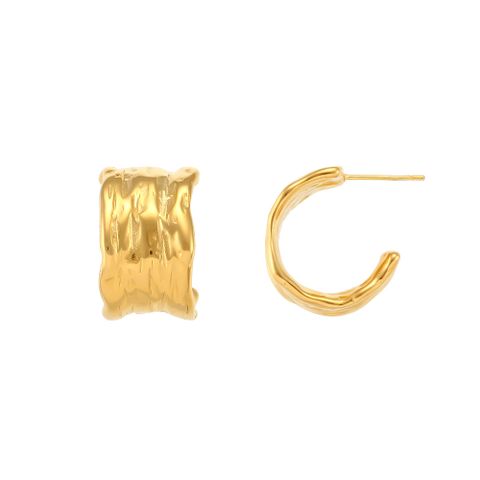 Fashion C Shape Plating Stainless Steel Gold Plated Hoop Earrings