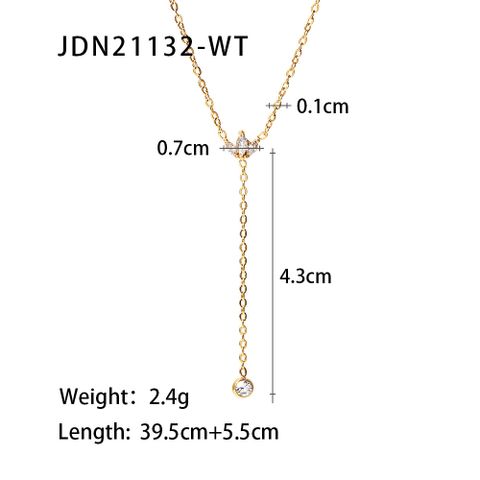 Fashion Geometric Titanium Steel Necklace Plating Zircon Stainless Steel Necklaces