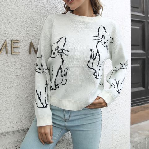 Women's Sweater Long Sleeve Sweaters & Cardigans Casual Cat