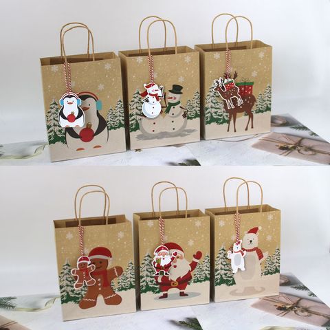 Navidad Lindo Dibujos Animados Papel Fiesta Bolsas De Regalo 1 Juego