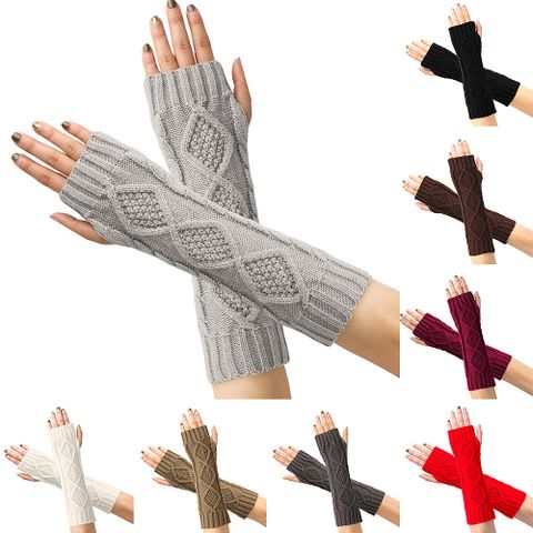 Frau Einfacher Stil Einfarbig Acryl Handschuhe