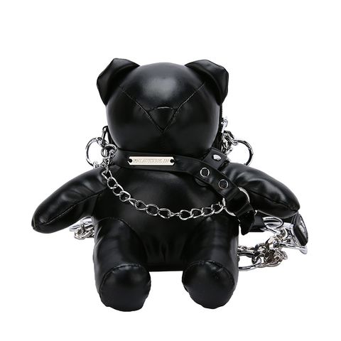 Women's Pu Leather Animal Bear Streetwear Chain Zipper Crossbody Bag