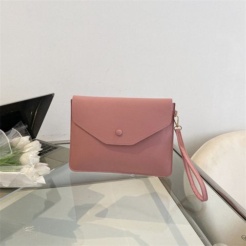 Women's Solid Color Pu Leather Magnetic Buckle Wallets