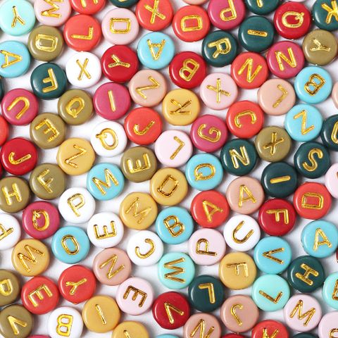 100 4 * 7mm Hole Under 1mm Arylic Letter Beads