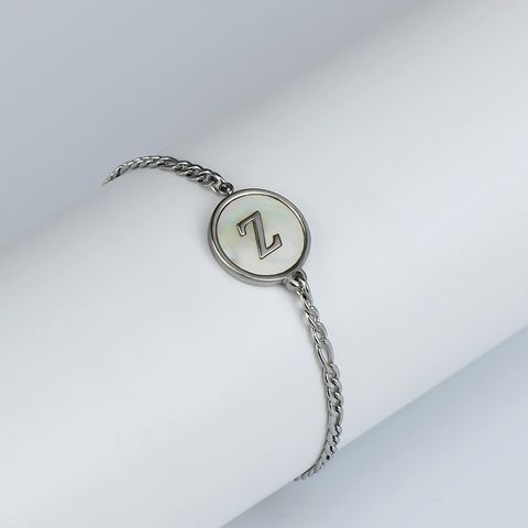 Simple Style Letter Stainless Steel Inlay Shell Bracelets