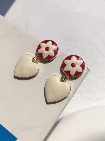Vintage Style Heart Shape Alloy Enamel Earrings