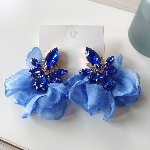 Fashion Flower Alloy Inlay Rhinestones Drop Earrings 1 Pair