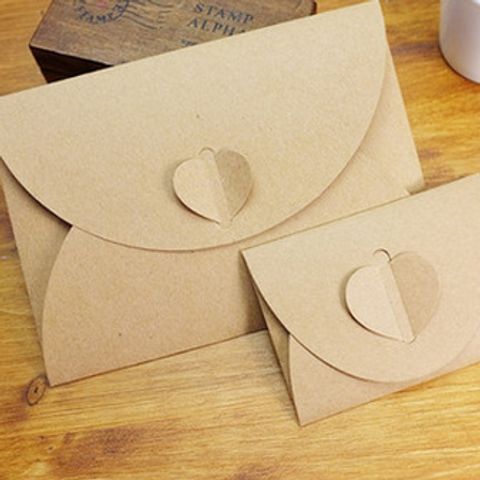 Retro Creative Heart Large Small Kraft Paper Folding Envelope