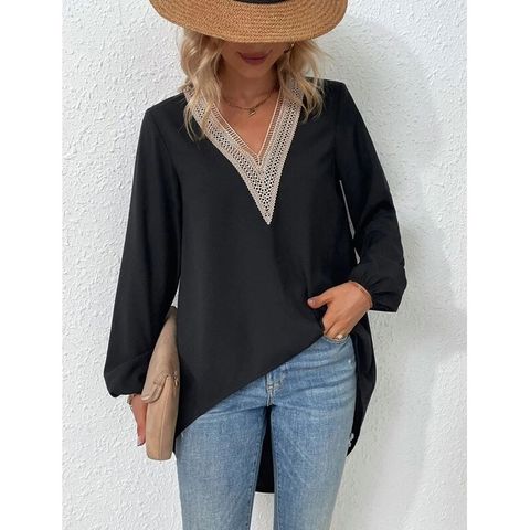 Women's Blouse Long Sleeve Blouses Hollow Out Fashion Solid Color