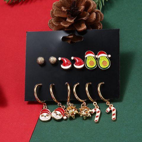 Cute Christmas Hat Alloy Enamel Plating Earrings Ear Studs 1 Set