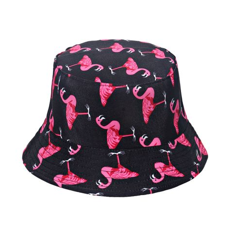 Women's Fashion Flamingo Sewing Flat Eaves Bucket Hat