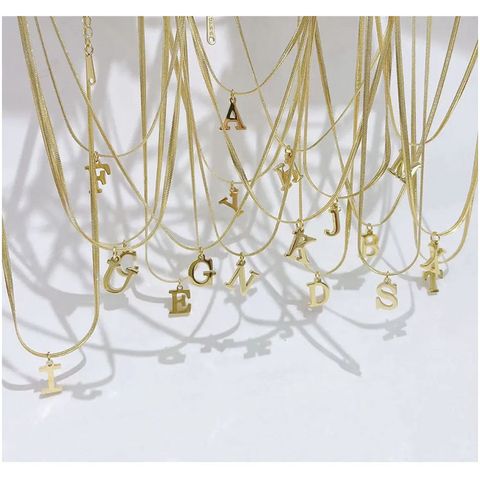 Basic Letter Titanium Steel Pendant Necklace Stainless Steel Necklaces