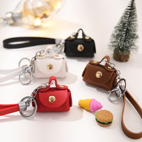 Unisex Solid Color Pu Leather Hook Loop Coin Purses
