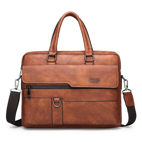 Men's Business Solid Color Pu Leather Briefcases