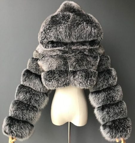 Fashion Solid Color Zipper Artificial Fur Coat