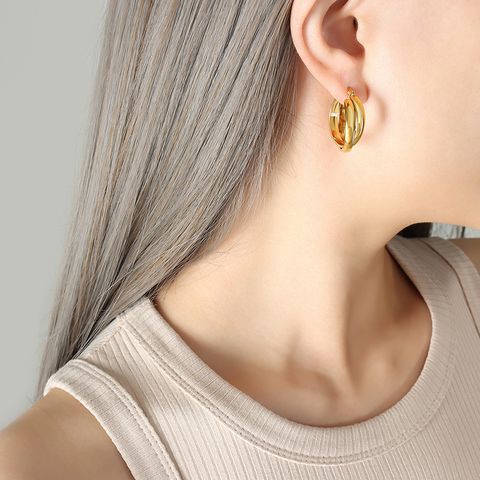 Fashion Solid Color Titanium Steel Earrings Plating Stainless Steel Earrings