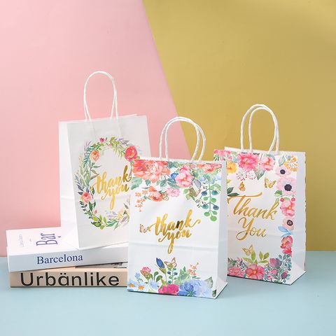 Thanksgiving Cute Flower Paper Holiday Gift Bags