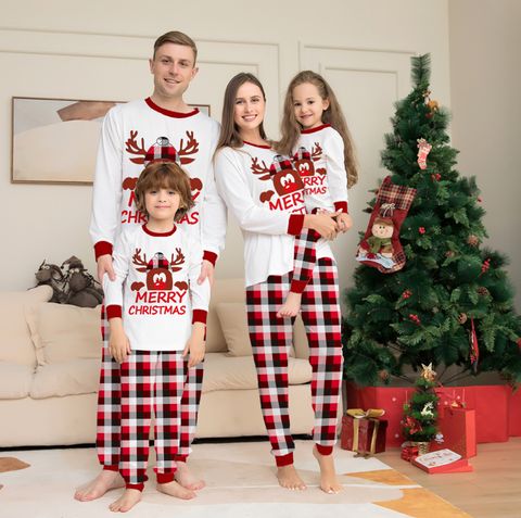 Cute Elk Cotton Printing Pants Sets Jogger Pants Family Matching Outfits