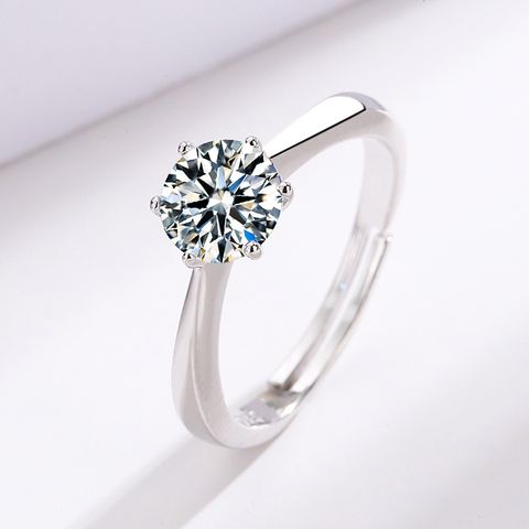 Fashion Simple Style Geometric Sterling Silver Rings Plating Artificial Gemstones 925 Silver Rings