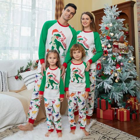 Lindo Dinosaurio Poliéster Conjuntos De Pantalones Pantalones De Chándal Blusa Trajes A Juego Para La Familia