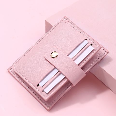 Women's Solid Color Pu Leather Flip Cover Card Holders