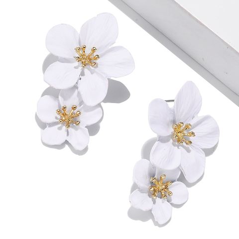 1 Pair Fashion Flower Alloy Plating Women's Drop Earrings