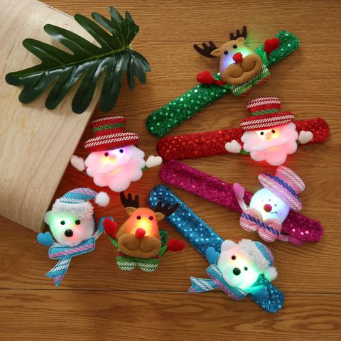 Luminous Style Christmas Small Gifts For Children Christmas Creative Gift With Lights Old Man Snowman Slap Bracelet Pop Bracelet