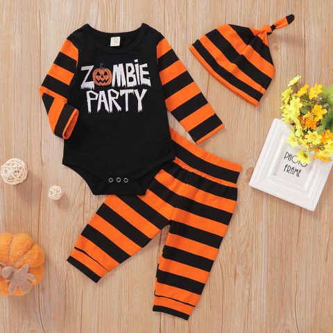 Halloween Fashion Pumpkin Stripe Party Costume Props 3 Piece Set