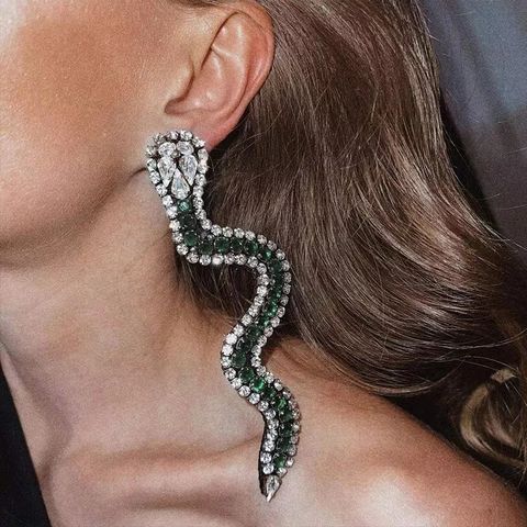 Fashion Geometric Snake Rhinestone Metal Earrings