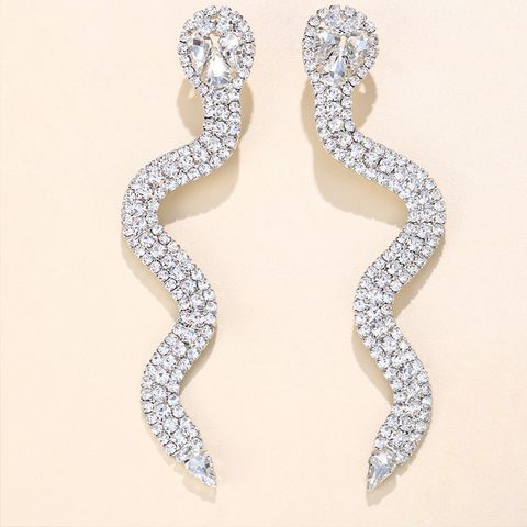 Fashion Geometric Snake Rhinestone Metal Earrings