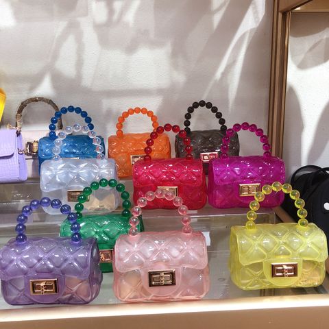 Women's Mini Pvc Solid Color Fashion Square Lock Clasp Jelly Bag