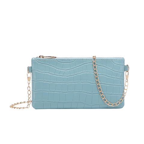 White Green Blue Pu Leather Solid Color Square Evening Bags