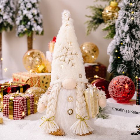 Cute Long Beard Plush Bonnet Crutch Rudolf Doll Christmas Decorations