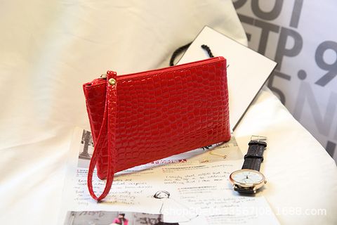 White Red Purple Pu Leather Crocodile Square Evening Bags